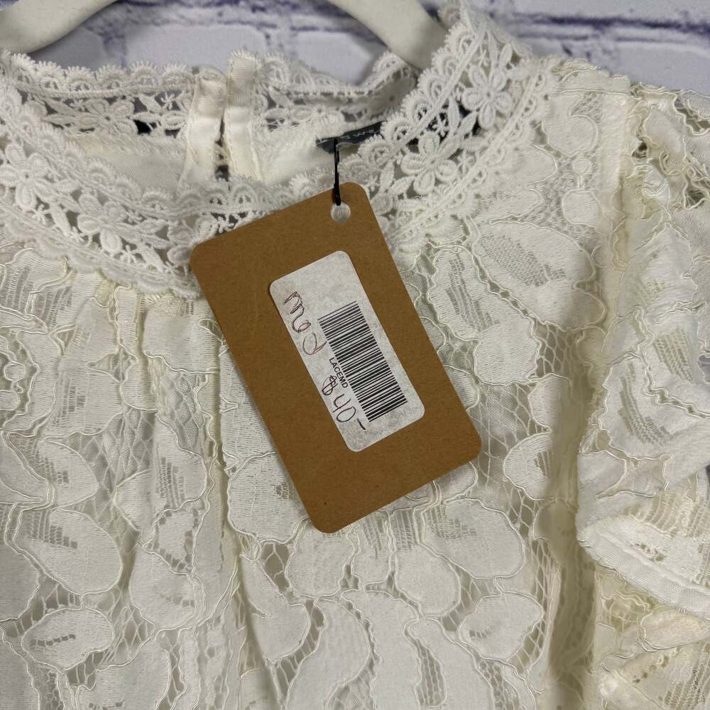 Sweet Lovely By Jen Ivory Lace High Neck Top - Picture 4 of 7